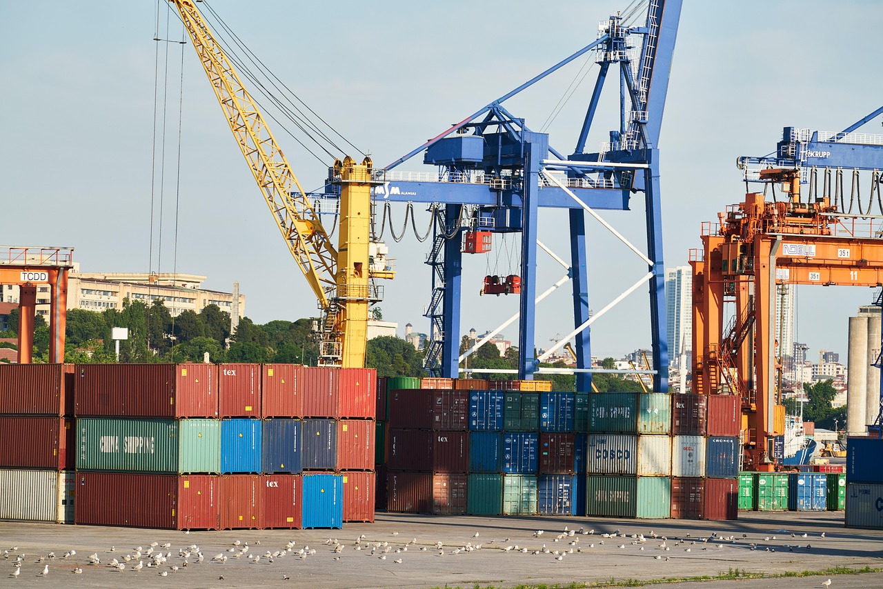 Containers at a shipping port